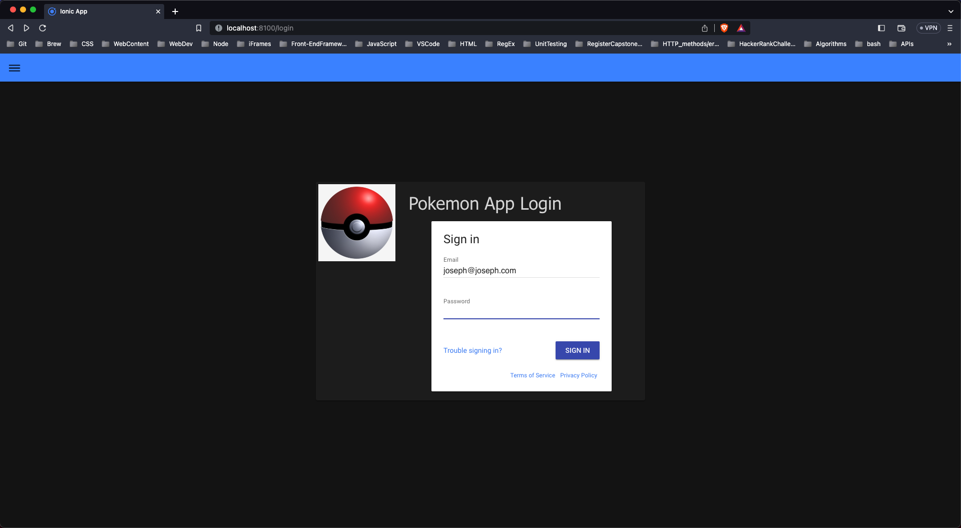 login credentials