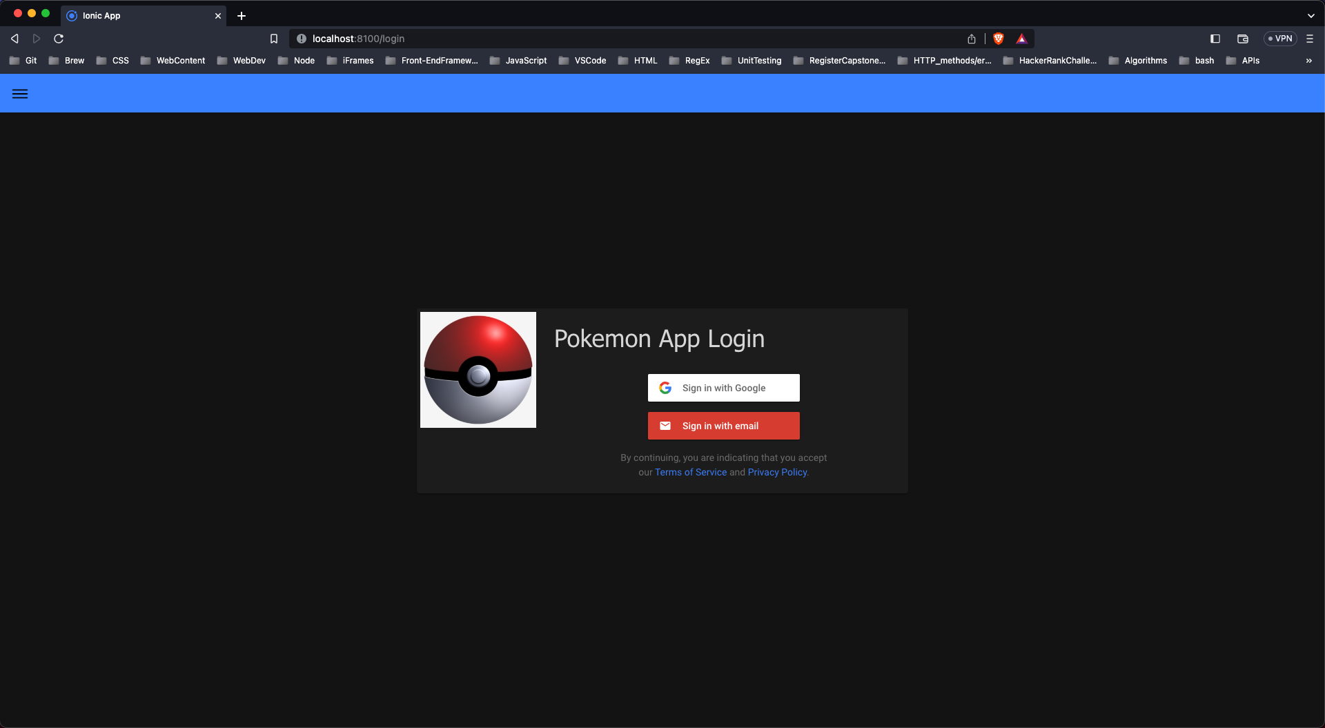 login page