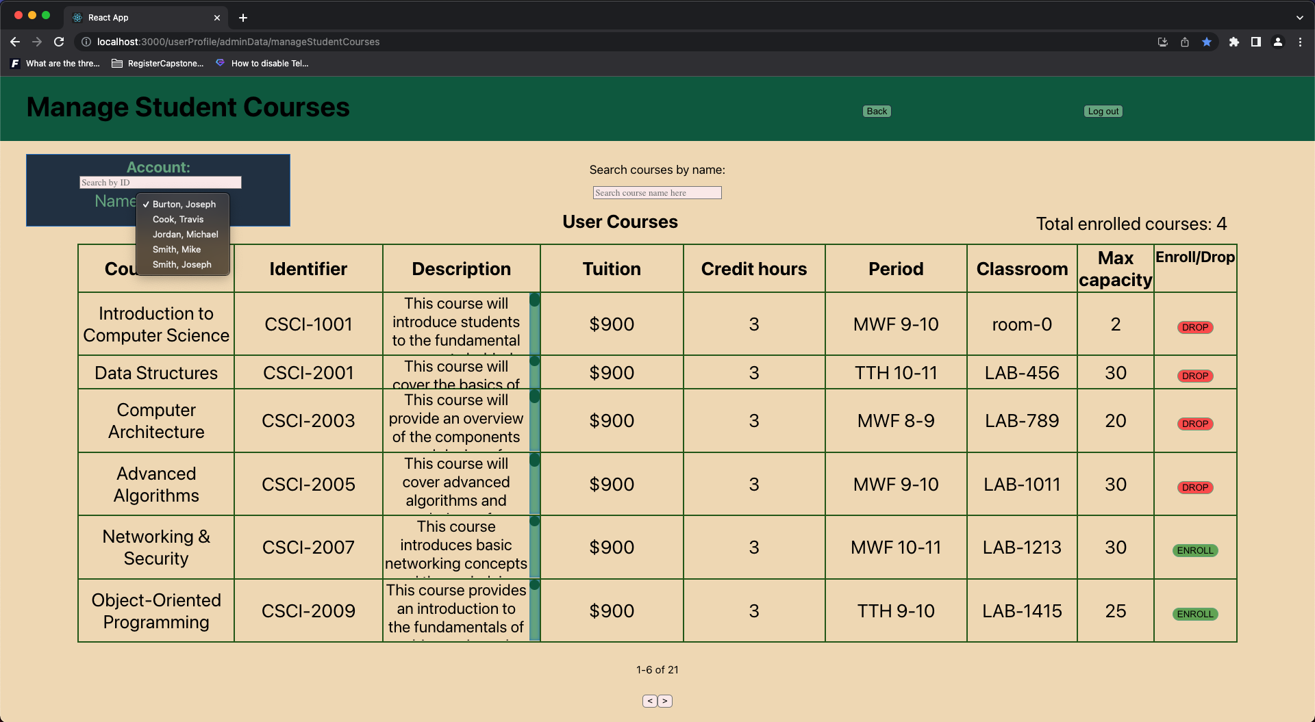 admin manage schedules